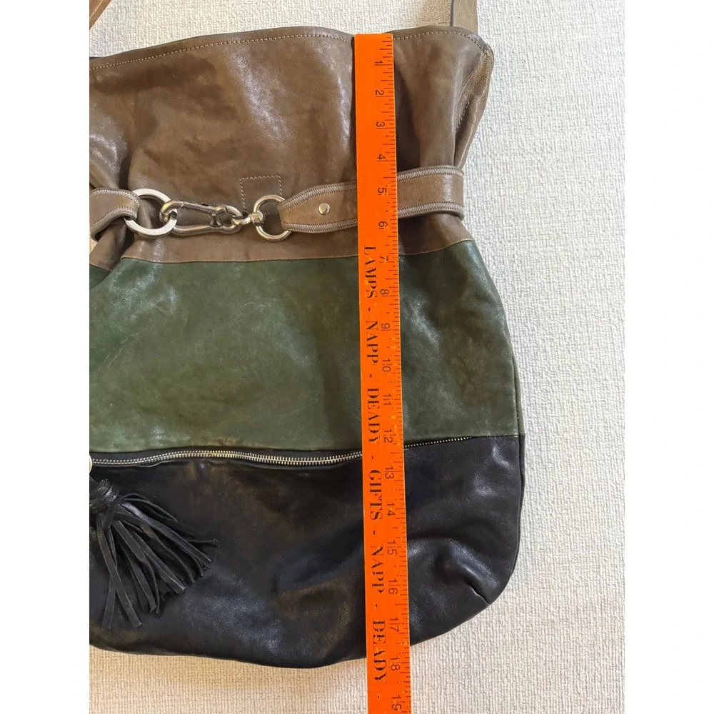 High Fashion Genuine Italian Leather Hobo Bag Patchwork Multicolor Slouchy Large